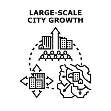 City growth developing urban population expanding concept Stock Illustration
