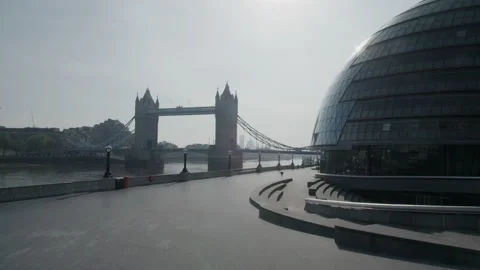 City Hall and Tower Bridge London during the lockdown Part 3 - no audio Stock Footage 148942553