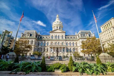 The city hall of Baltimore Maryland Stock Photos