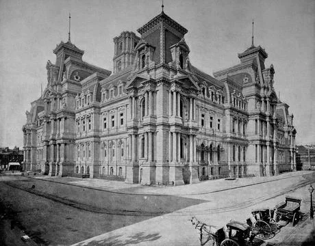 The City Hall of Philadelphia in the State of Pennsylvania ca 1880 America Stock Photos