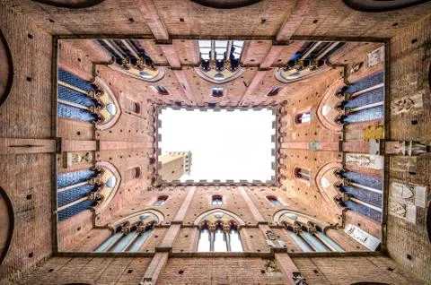 City Hall in Siena, the beautiful medieval building in Tuscany. Stock Photos