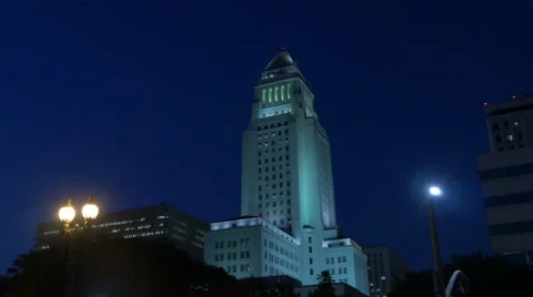 City Hall Tower at Dusk Stock Footage 54177156