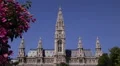 City Hall Vienna Old Town Austrian Gothic Architecture Famous Building Sunny Day HD Footage