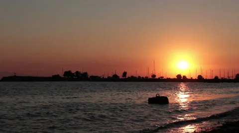 City harbor sunset Stock Footage 53137798