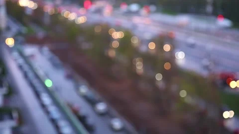 City highway at dusk. The light of many headlights. Stock Footage