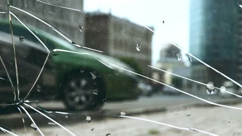 City highways through a broken windshield Stock Footage 168634538