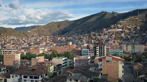 City By The Hills At Sunset Stock Footage