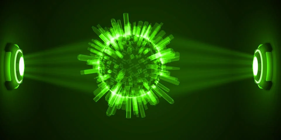 City hologram between two source Stock Illustration