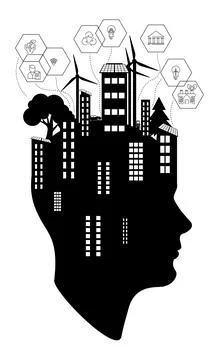 City on human head Stock Illustration