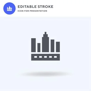 City icon vector, filled flat sign, solid pictogram isolated on white, logo i 库存插图