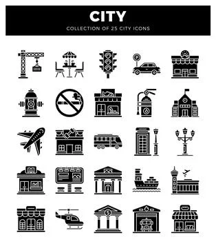 City icons urban elements Stock Illustration