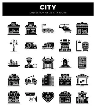 City icons. vector illustrations. イラスト素材
