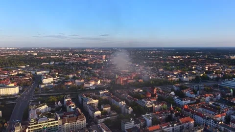 City infrastructure arson attack with smoke plume. Fantastic aerial view drone 動画素材 345230542