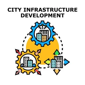City infrastructure development planning and urban growth concept Stock Illustration