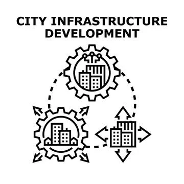 City infrastructure development planning and urban growth concept Stock Illustration