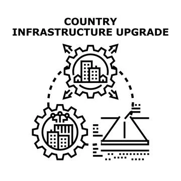 City infrastructure upgrade development planning and construction Stock Illustration