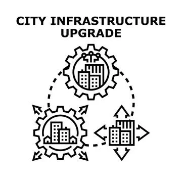 City infrastructure upgrading development and technological improvement Stock Illustration