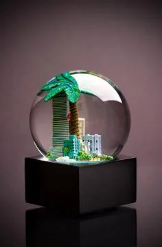 City inside a snow globe Stock Photos