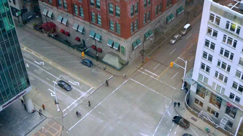 City Intersection Crosswalk, Top Down View Stock Footage 37345895