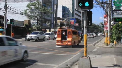 City intersection in the Philippines Stock Footage 43793663