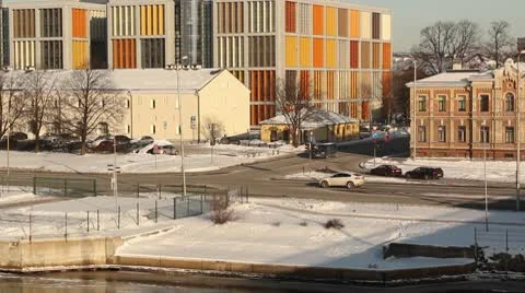 City intersection at riverside ProRes Stock Footage 10720109