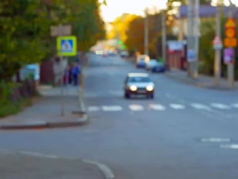 City intersection of roads in the evening Stock Photos