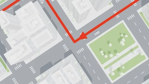 City Intersection Rotating Aerial Map Route Planning 스톡 동영상 343381329