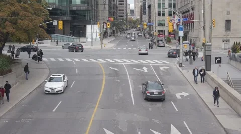 City intersection street - School bus - Toronto, Ontario, Canada Stock Footage 68999447