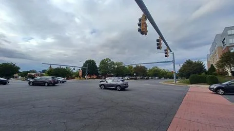 City intersection with traffic lights Stock Photos
