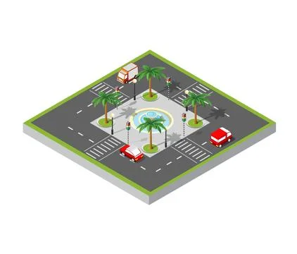 City isometric 3D intersection Stock Illustration