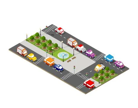 City isometric 3D intersection イラスト素材