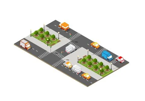City isometric 3D intersection Ilustração Stock
