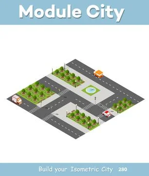 City isometric 3D intersection Illustrazione stock