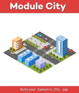 City isometric 3D intersection Stock Illustration
