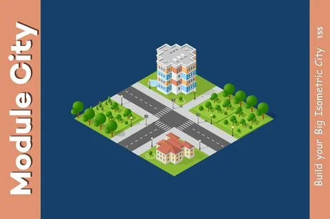 City isometric set Illustrazione stock