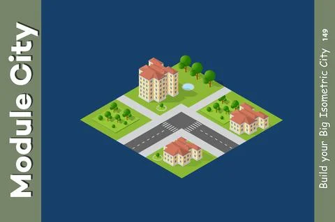 City isometric set Illustrazione stock