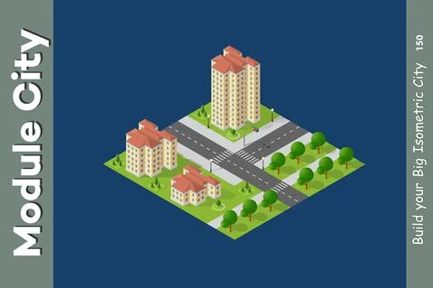 City isometric set Illustrazione stock