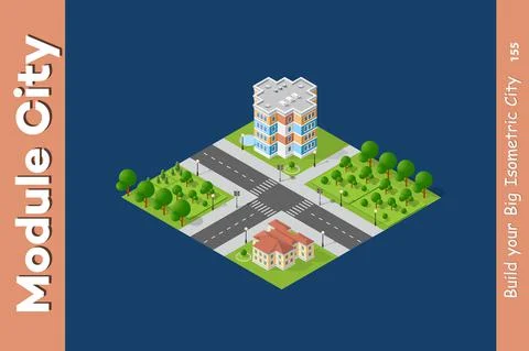 City isometric set Illustrazione stock