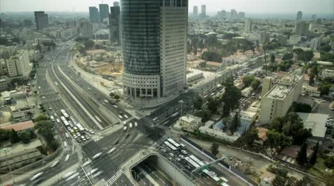 City junction traffic time lapse high angle Stock-Footage 12213550