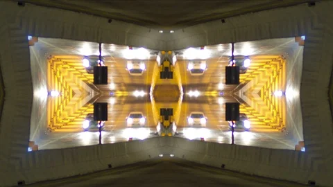 City in kaleidoscope pattern Stock Footage 88709110