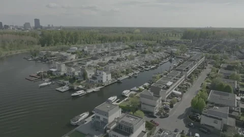 City on lake Stock Footage 264780606