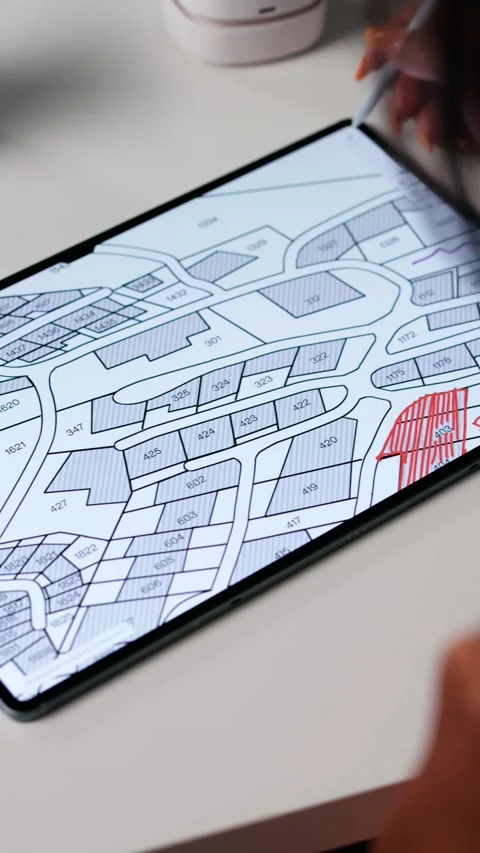 City Land Plot Cadastre Map Urban Survey Development Business Stock Footage 319361064