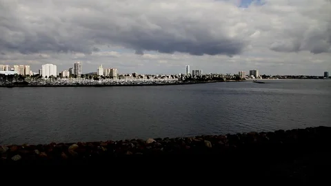 City landscape along the ocean Stock Footage 82964089