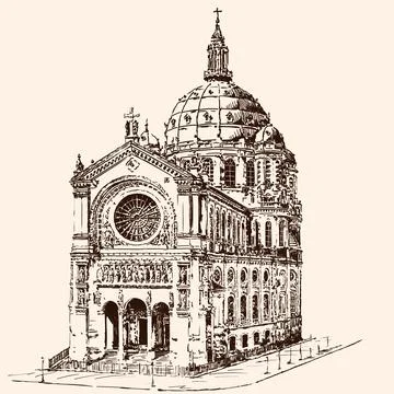 City landscape drawing. Stock Illustration