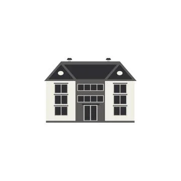 City landscape element of three-storey apartment, public building or shop front Ilustración de archivo