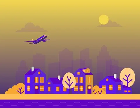 City landscape in flat design Stock Illustration