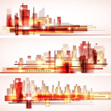 City landscape header set Stock Illustration