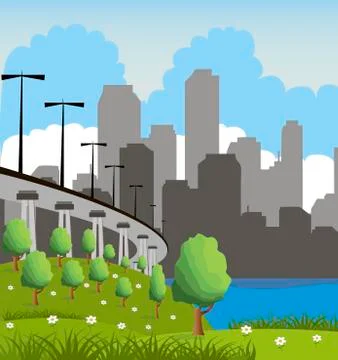 City landscape Stock Illustration
