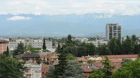 City Landscape with Mountains Stock Footage 60644064