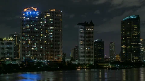 City Landscape At Night. Bangkok,Thailand. Stock Footage